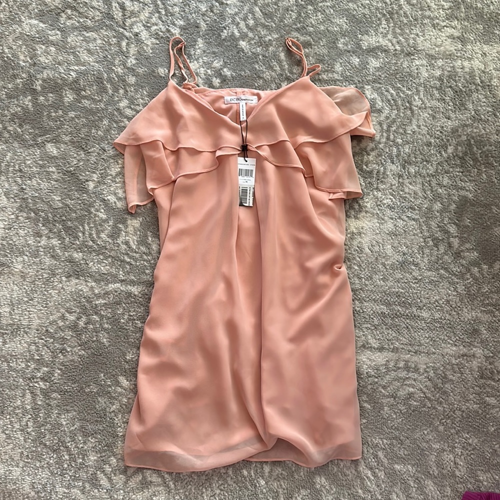 BCBGeneration Pink Coral Ruffle Dress